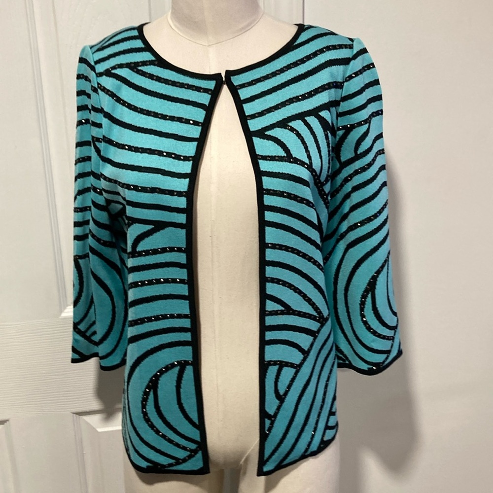 Ming Wang turquoise black jacket PS